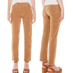 MOTHER The Tomcat Ankle Corduroy Pants Sz 27 Camel Button Fly Neutral Straight